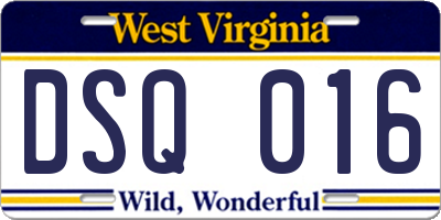 WV license plate DSQ016