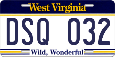 WV license plate DSQ032