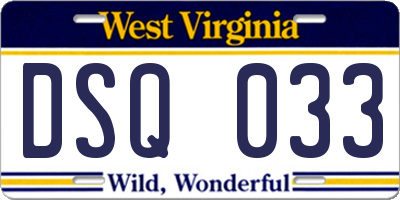 WV license plate DSQ033