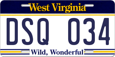 WV license plate DSQ034
