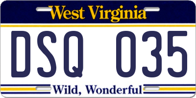 WV license plate DSQ035