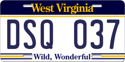 WV license plate DSQ037