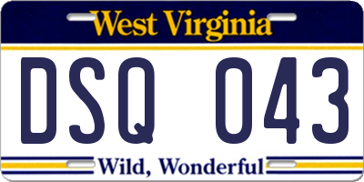 WV license plate DSQ043