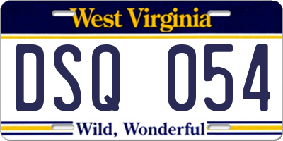 WV license plate DSQ054