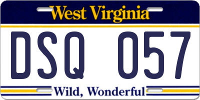 WV license plate DSQ057