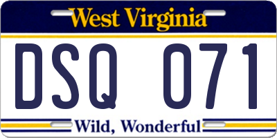 WV license plate DSQ071