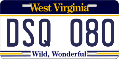 WV license plate DSQ080