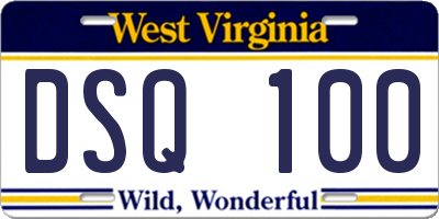 WV license plate DSQ100