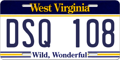 WV license plate DSQ108