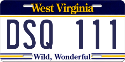 WV license plate DSQ111