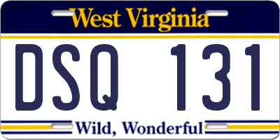 WV license plate DSQ131