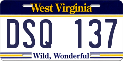 WV license plate DSQ137