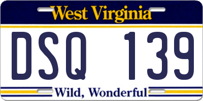 WV license plate DSQ139