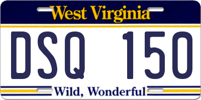 WV license plate DSQ150
