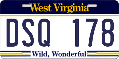 WV license plate DSQ178