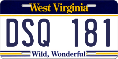 WV license plate DSQ181
