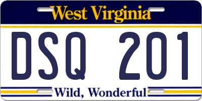 WV license plate DSQ201