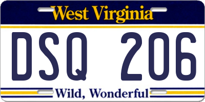 WV license plate DSQ206