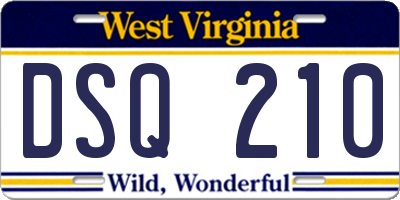 WV license plate DSQ210