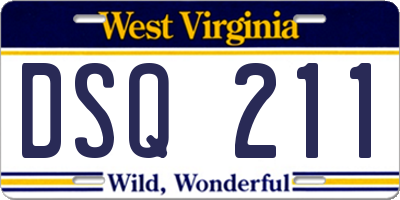 WV license plate DSQ211