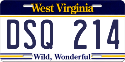 WV license plate DSQ214