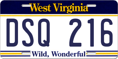 WV license plate DSQ216