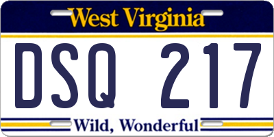 WV license plate DSQ217