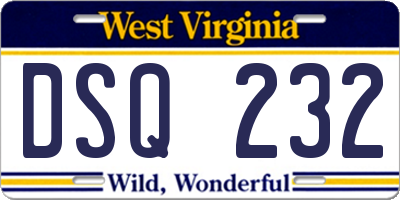 WV license plate DSQ232