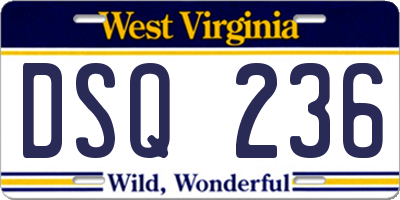 WV license plate DSQ236