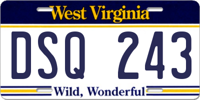 WV license plate DSQ243