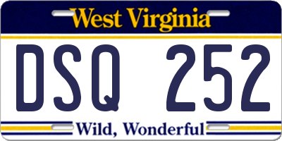 WV license plate DSQ252