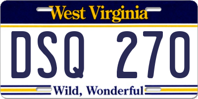 WV license plate DSQ270