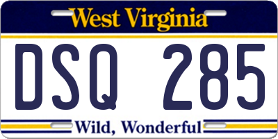 WV license plate DSQ285