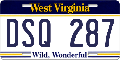 WV license plate DSQ287
