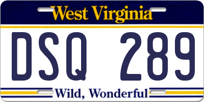 WV license plate DSQ289
