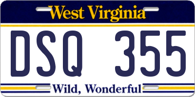 WV license plate DSQ355