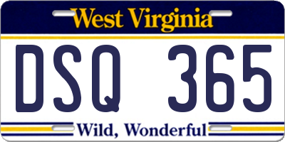 WV license plate DSQ365