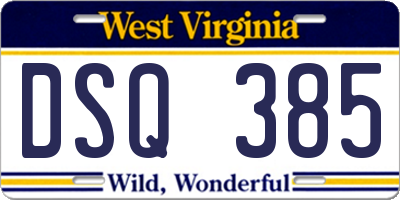 WV license plate DSQ385