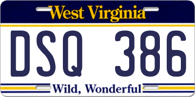 WV license plate DSQ386