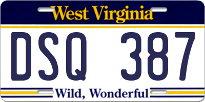 WV license plate DSQ387