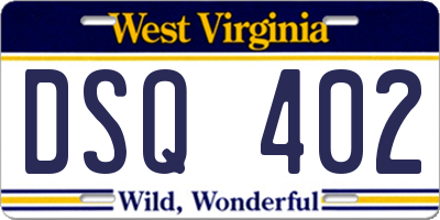 WV license plate DSQ402