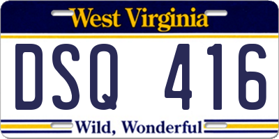 WV license plate DSQ416