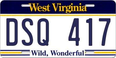 WV license plate DSQ417