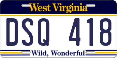 WV license plate DSQ418
