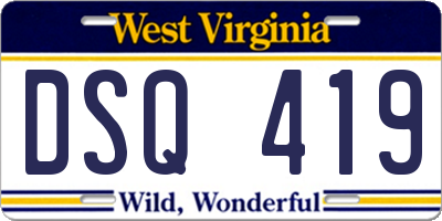 WV license plate DSQ419