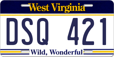 WV license plate DSQ421