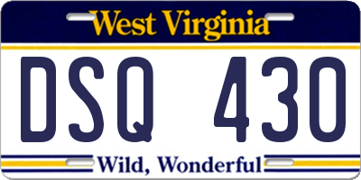 WV license plate DSQ430