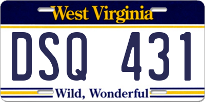 WV license plate DSQ431