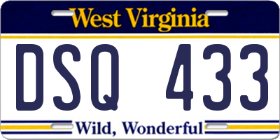 WV license plate DSQ433