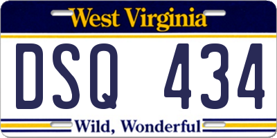 WV license plate DSQ434